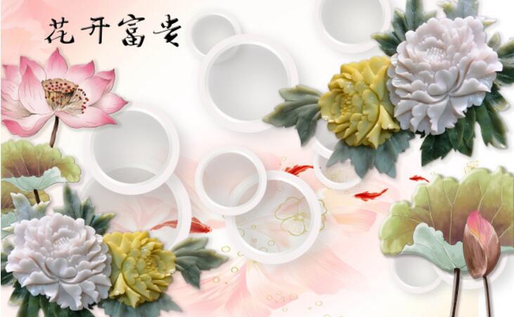 花开富贵荷花圆圈