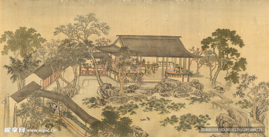 复古山水图古画背