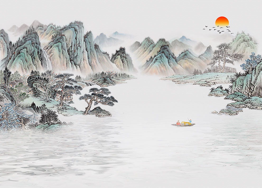 新中式背景墙复古