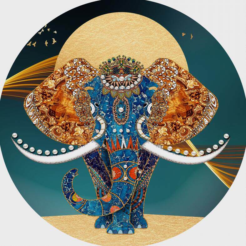 圆形装饰画 大象