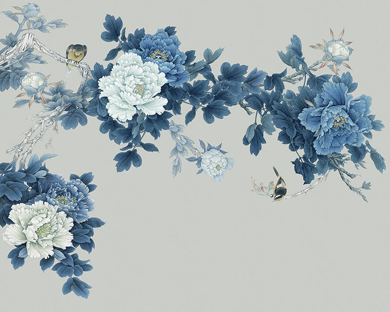 背景墙新中式牡丹