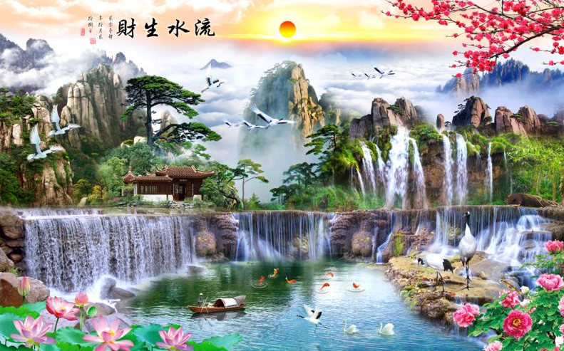 瀑布山水电视背景