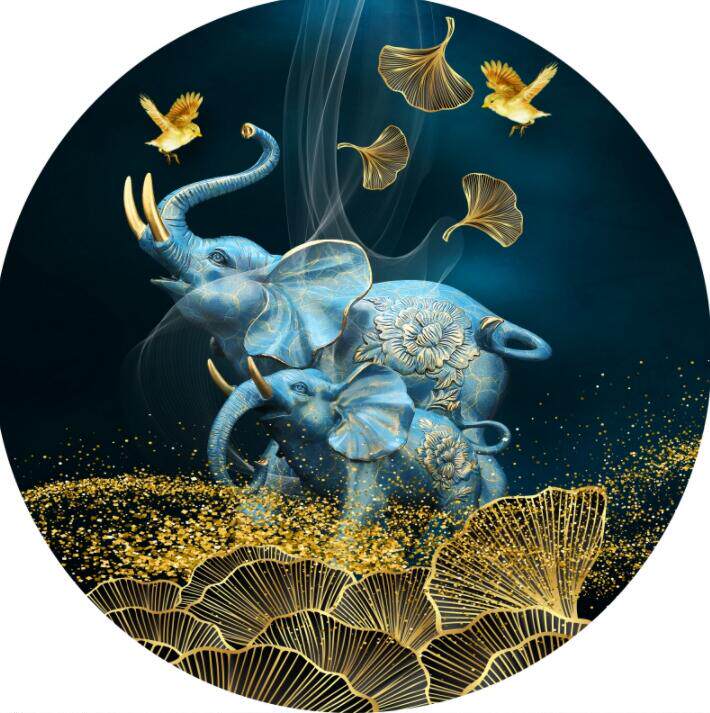 圆形装饰画 大象