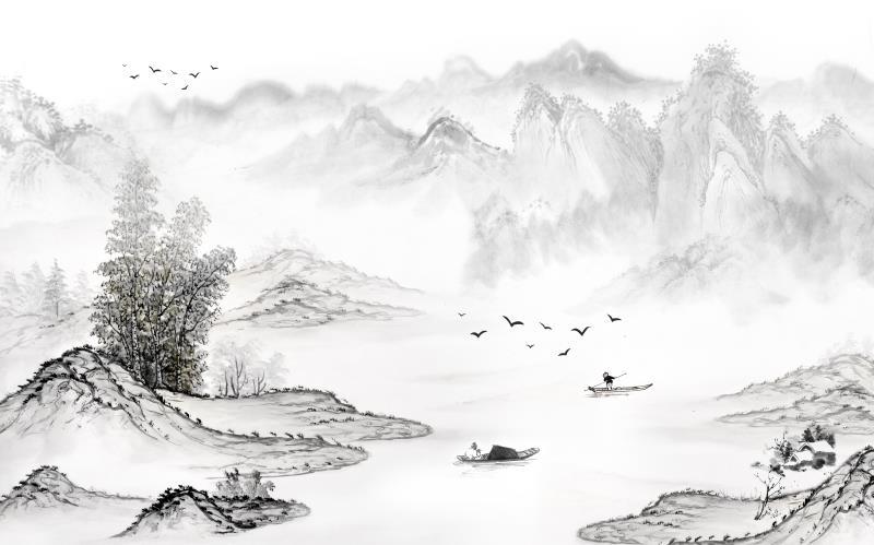 中式水墨山水电视