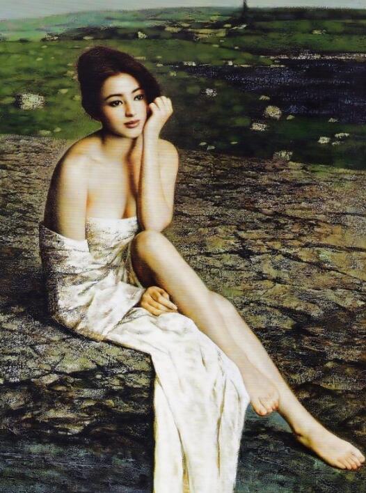 油画美女 手绘背