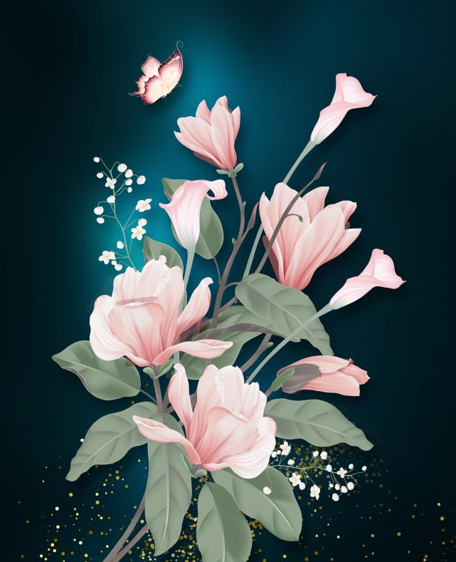 中式国画工笔荷花
