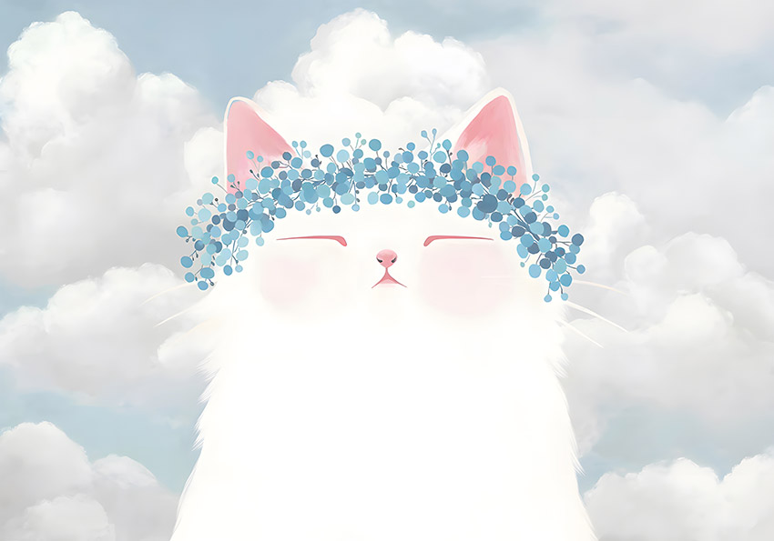 蓝天白云卡通猫咪