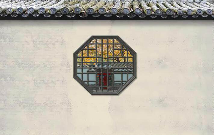 中式庭院屋檐背景