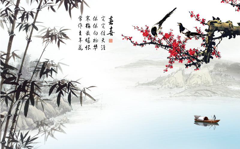 新中式工笔手绘竹