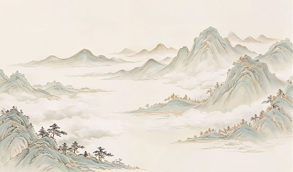 新中式简约山峰背