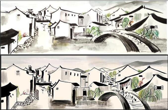 3d房子桥柳树河
