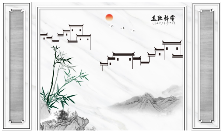 新中式格栅背景墙