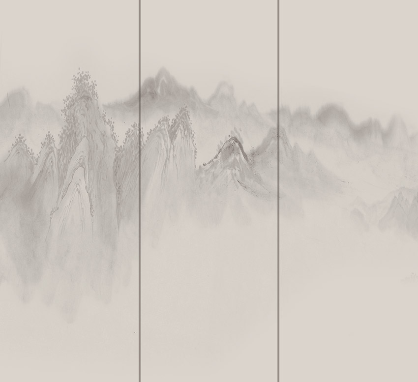 新中式山脉背景墙