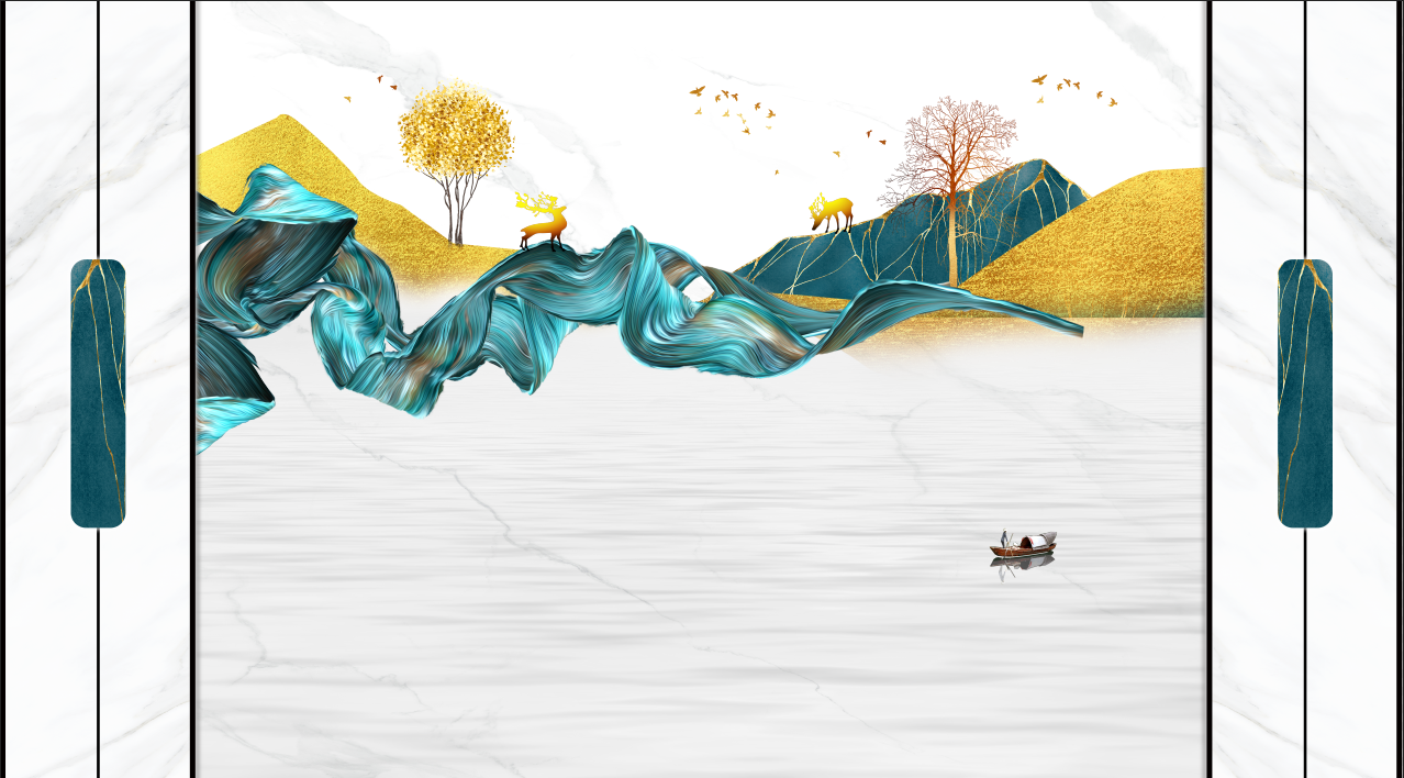 现代简约格栅大理