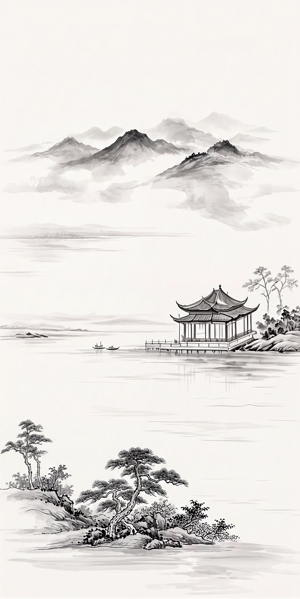 新中式山水水墨简