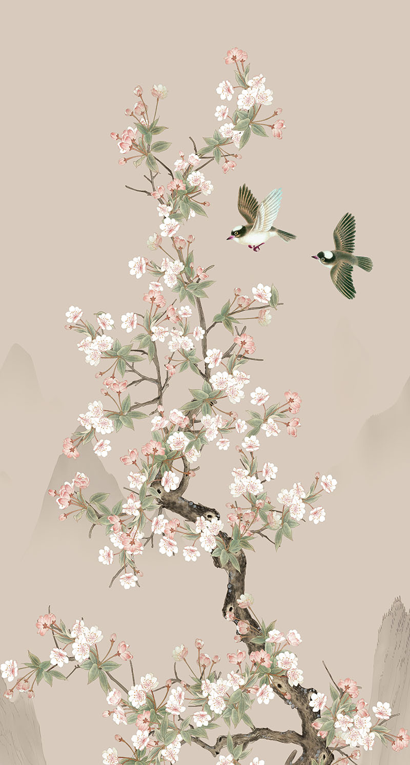 新中式花鸟玄关粉