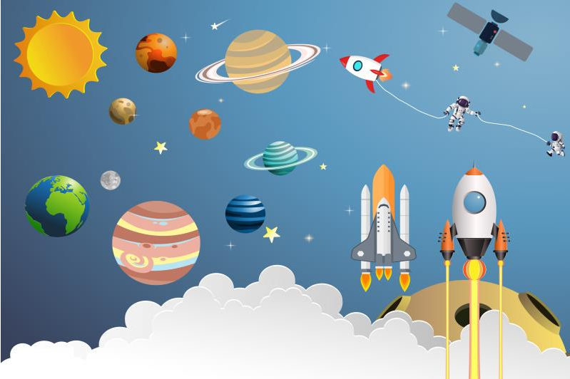 卡通宇宙太空火箭