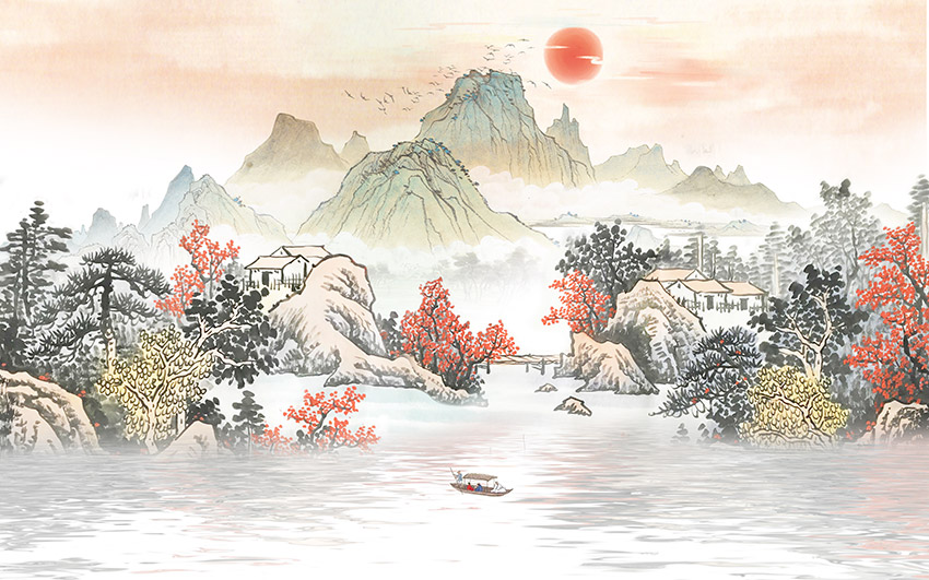 新中式水墨山水背