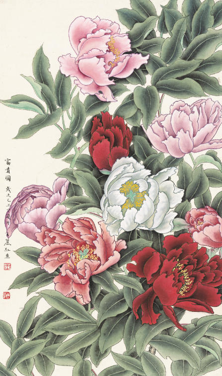 新中式玄关牡丹