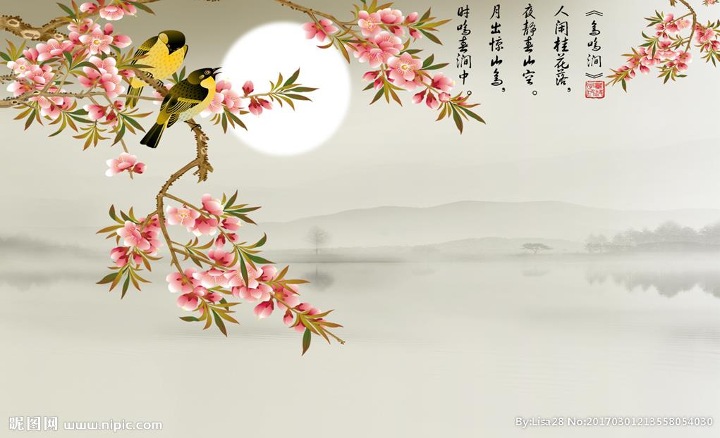 中式工笔花鸟 鸟