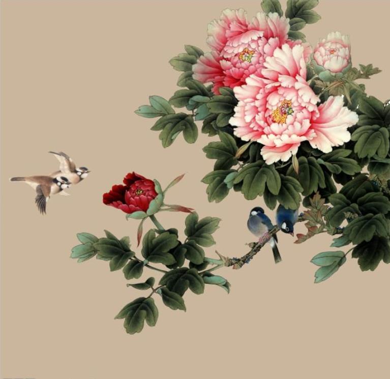 工笔花鸟中式手绘