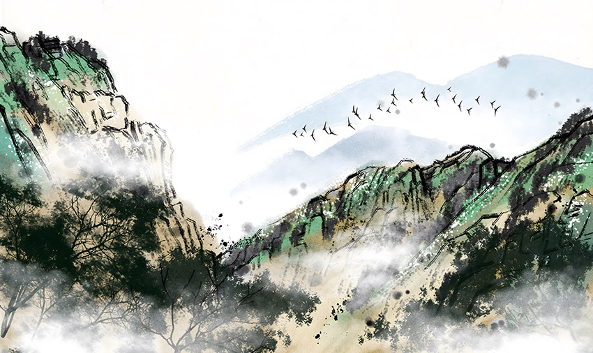 不分层手绘山脉背