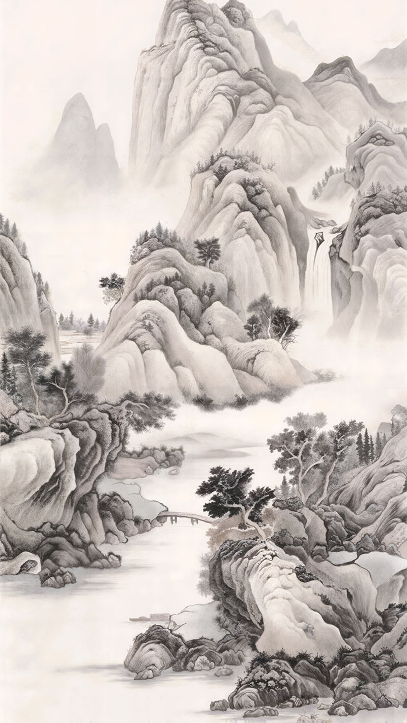 新中式山水玄关古