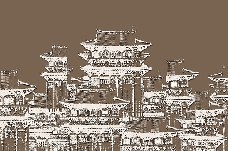 新中式背景墙阁楼