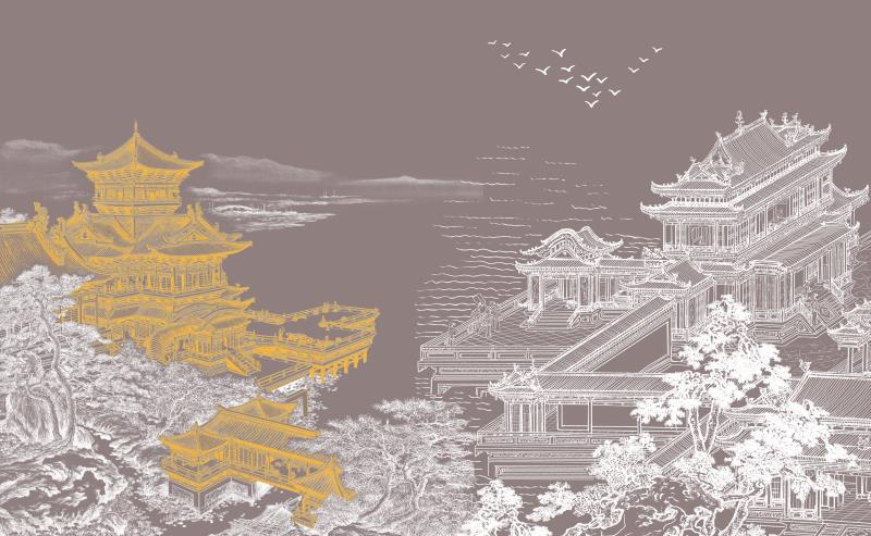 中式镂空楼阁背景
