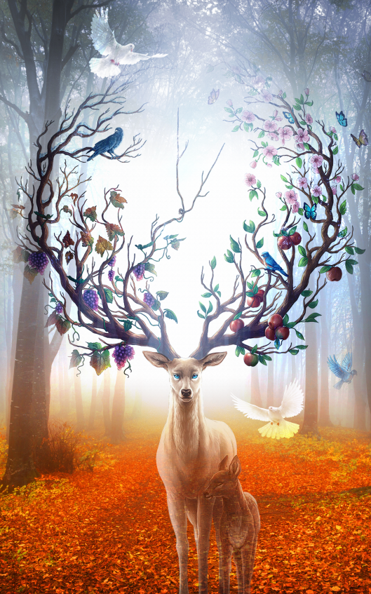 现代简约玄关麋鹿