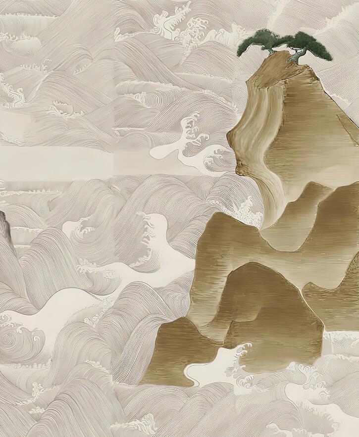 新中式山水波浪巨