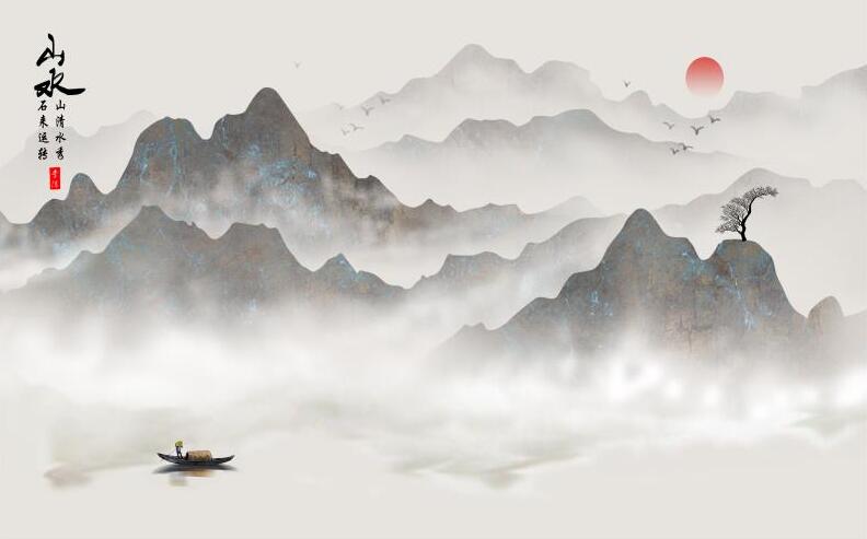 新中式水墨山水飞
