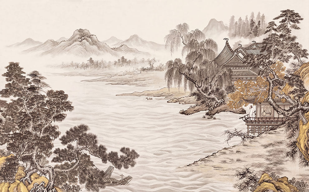背景墙新中式复古