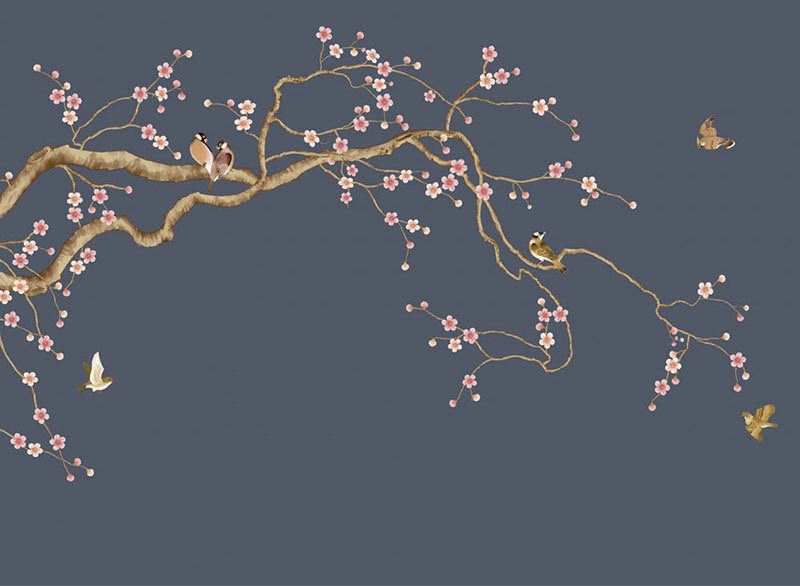 背景墙新中式花鸟