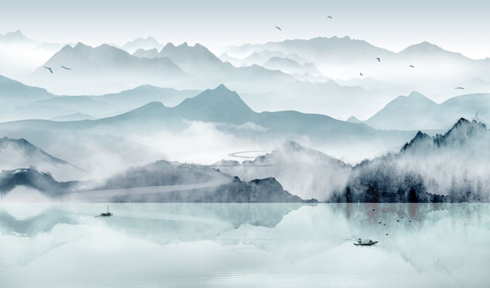 中式抽象水墨山水