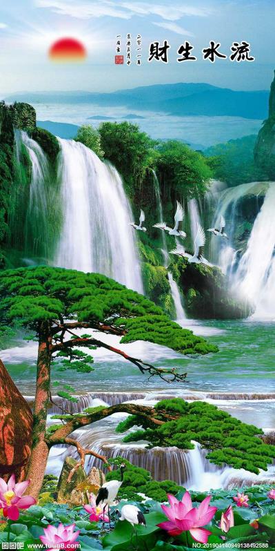 流水生财 松鹤延