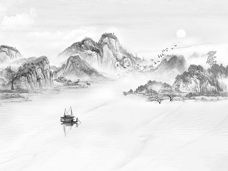 背景墙新中式山水