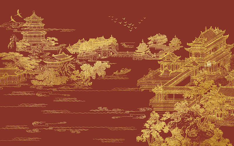 背景墙新中式阁楼