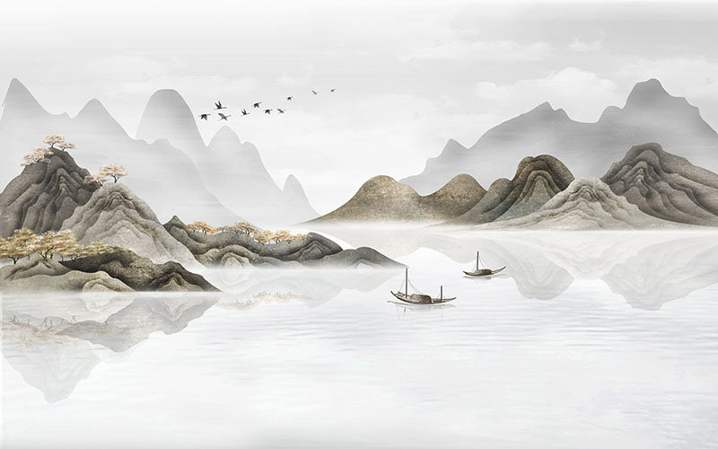 背景墙新中式山水