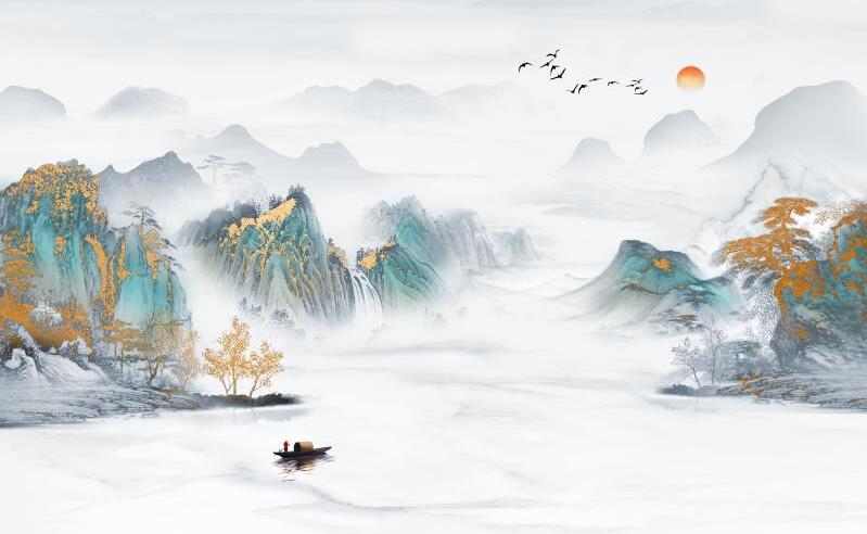 新中式山水背景墙