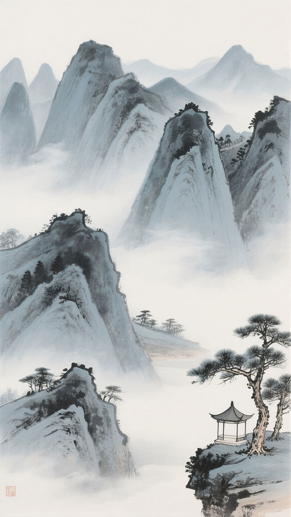 新中式水墨山水山