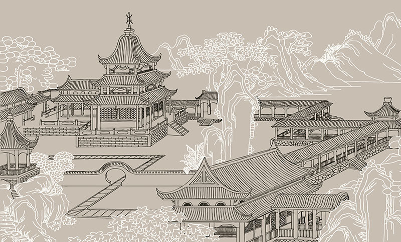 背景墙新中式阁楼