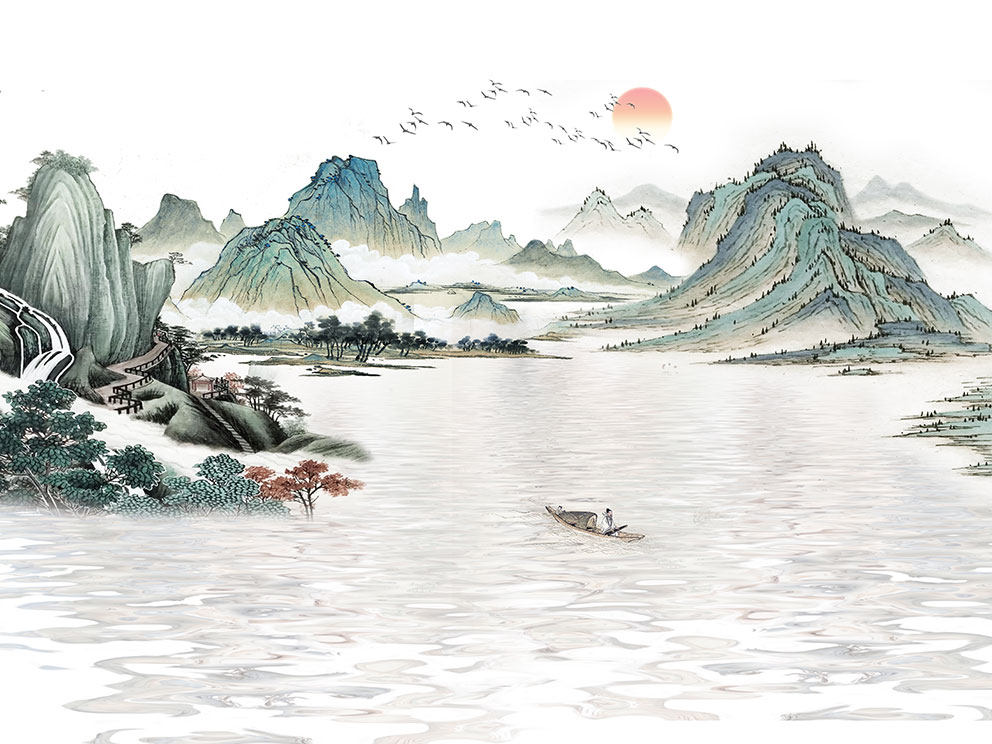 新中式背景墙山水