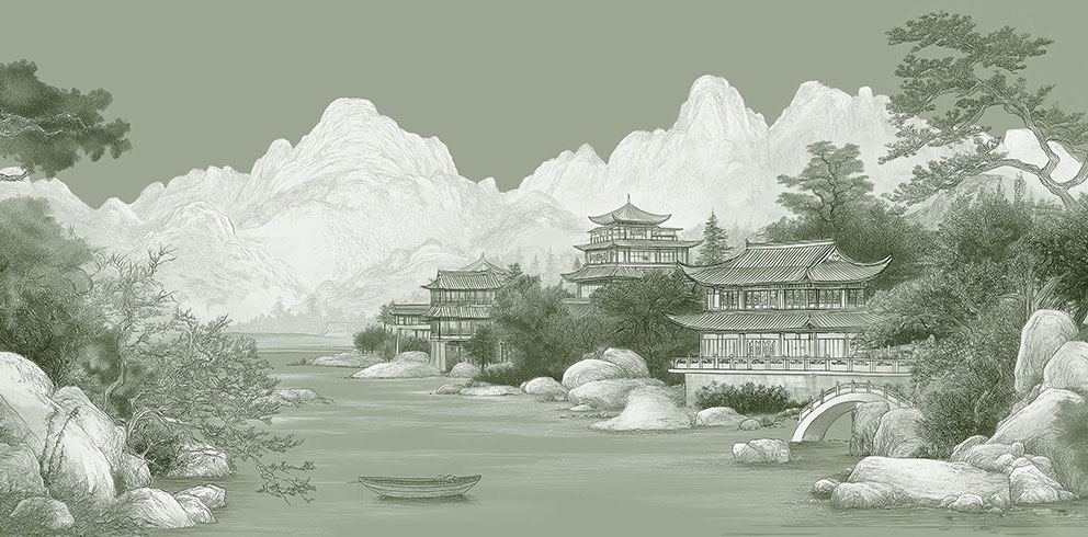 新中式阁楼背景墙