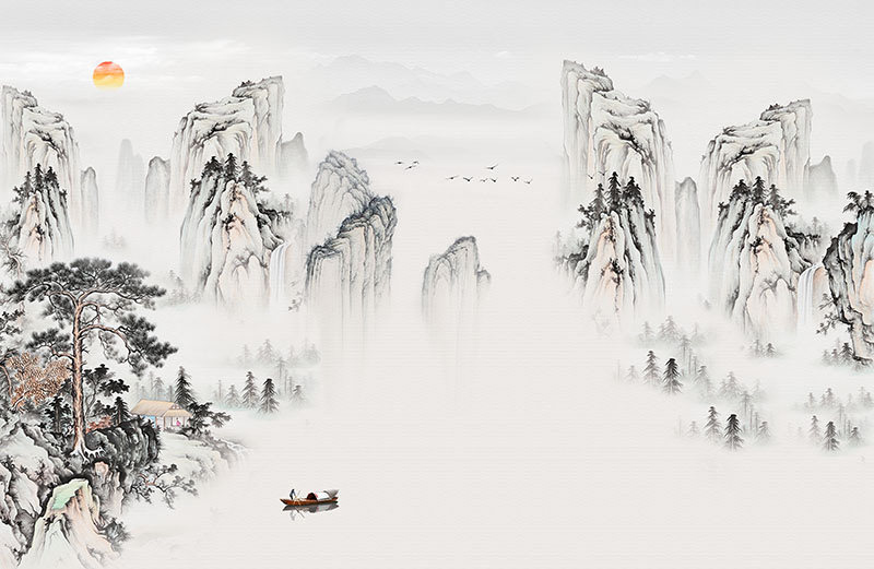 背景墙新中式山水