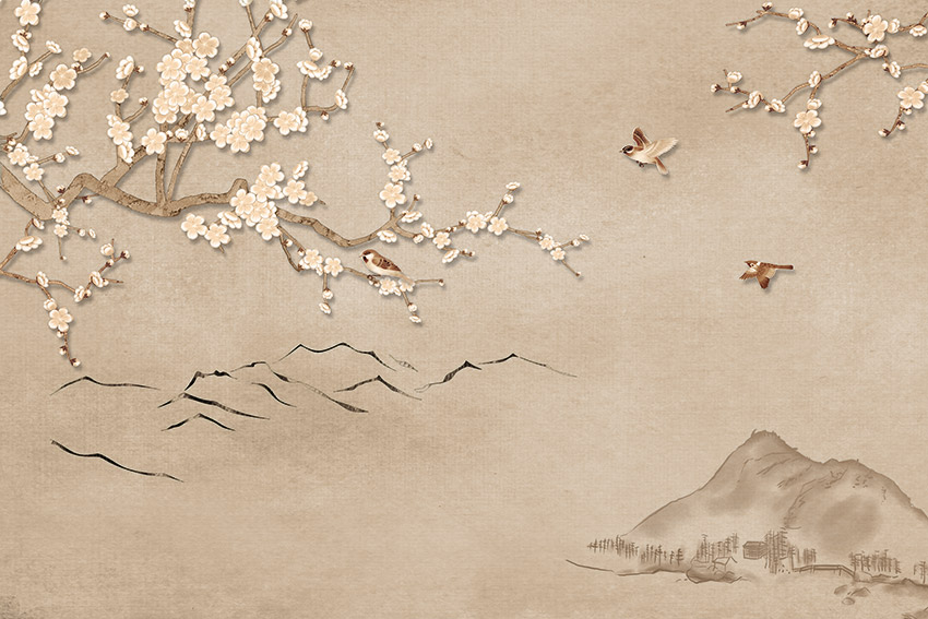 新中式花鸟背景 