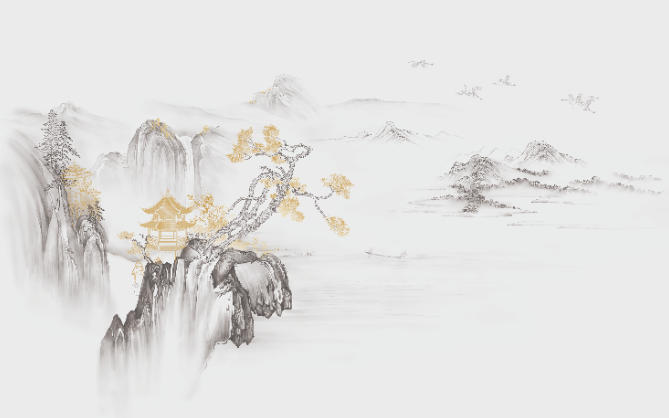 新中式简约山水金