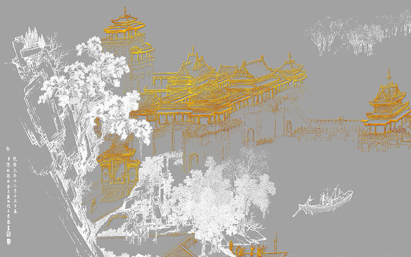 背景墙新中式阁楼