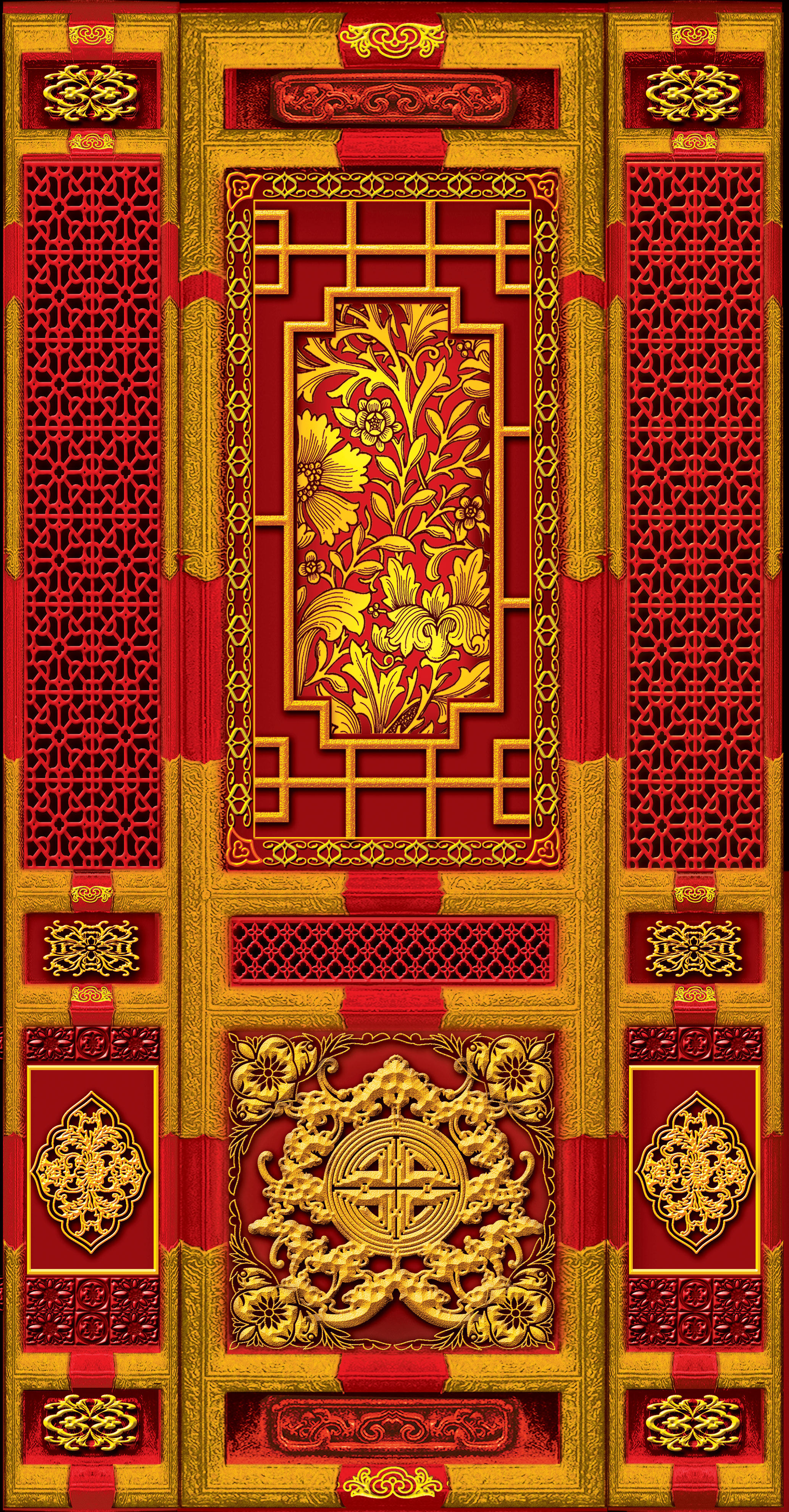 玄关新中式门框浮