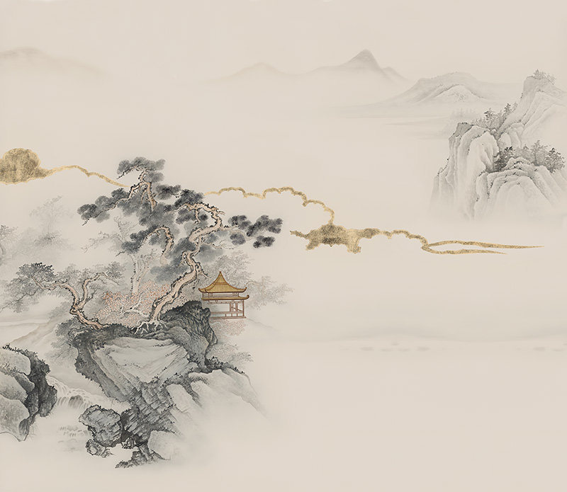 新中式背景墙金色